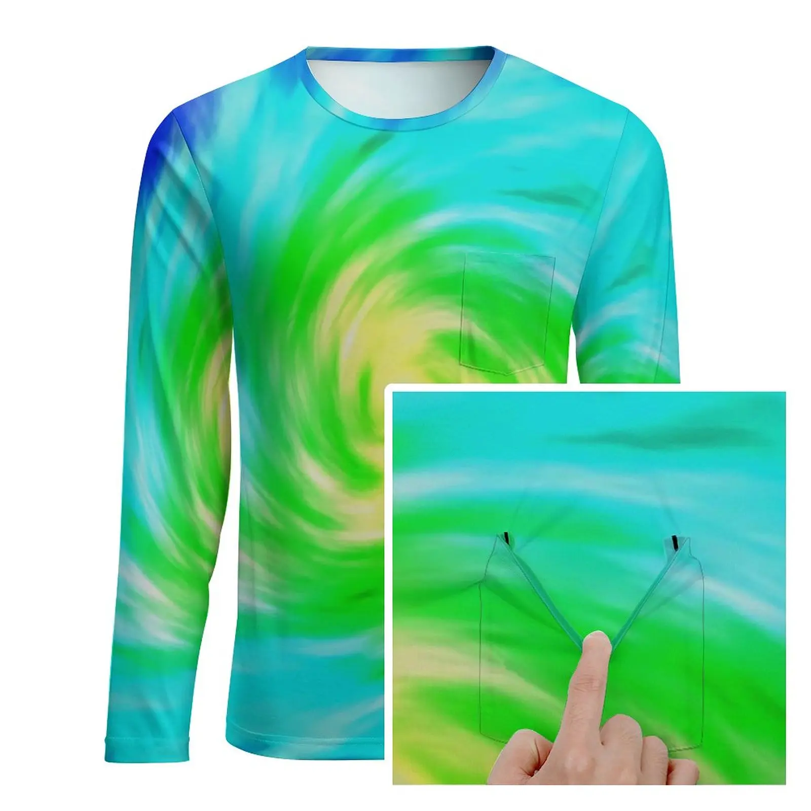 Tie Dye Spiral T-Shirt Rainbow Print Man Hip Hop T Shirts Daily Design Tee Shirt Long Sleeve Street Style Big Size Gift