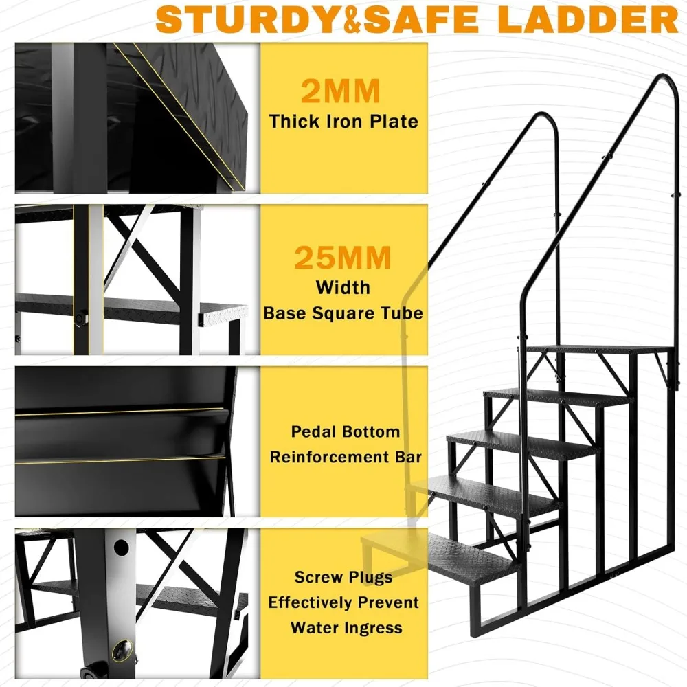 Outdoor 5-Step Hot Tub Ladder with RV-Grade Anti-Slip and Dual Handrails for Camping and Spa Access