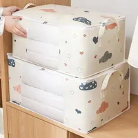 Quilt Storage Bags With Zipper Foldable Organizer Large Clothes Portable Visible Collecting Pouch Moisture Household Box