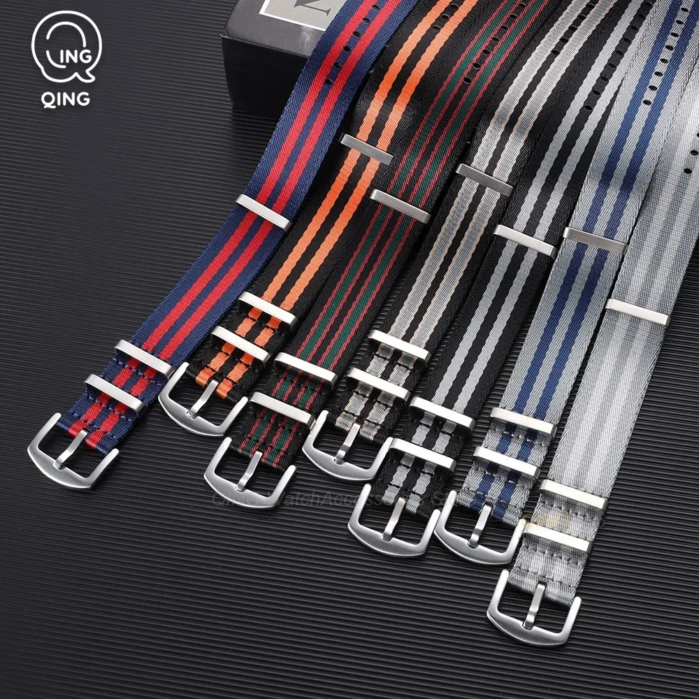 20mm 22mm Soft Nylon Bracelets High Density Nylon Strap for Omega Seamaster 007 for Seiko Military Watchband Army Sport Bracelet