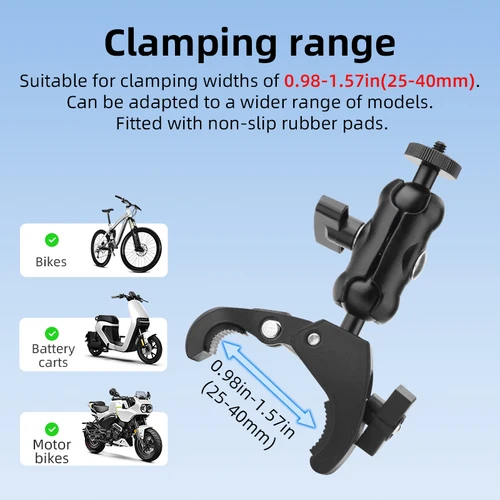 Imagen 2 del producto Soporte de abrazadera para cámara de bicicleta para DJI OSMO 360/Action 5 Pro/Insta360, accesorios, soportes para manillar de motocicleta, soporte ajustable