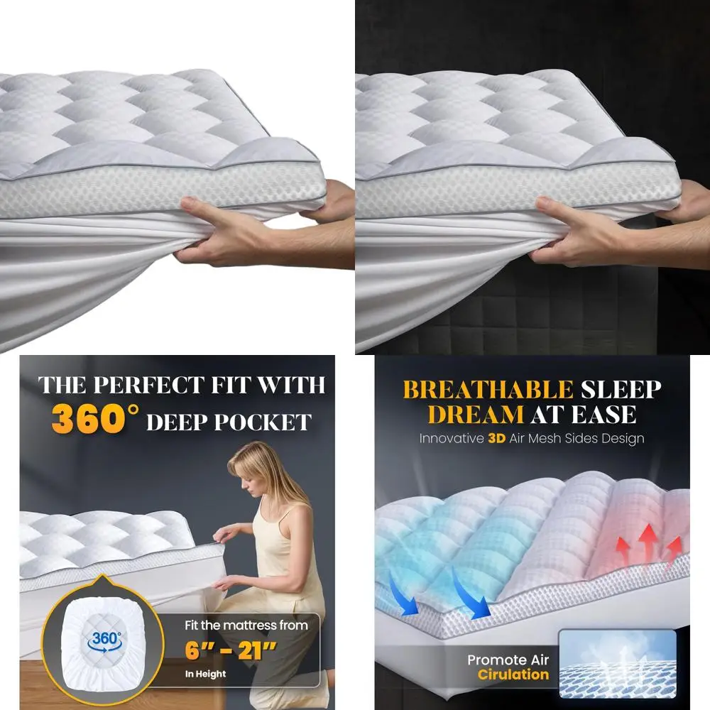 

Twin Size 3 Plush Memory Foam Mattress Pad for Back Relief, Ultra Soft Pillow Top with Enhanced Support and Breathable Sides, 6-