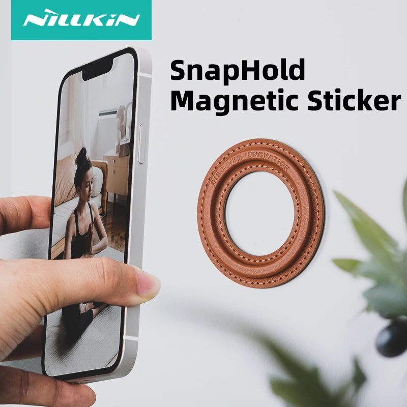 

Для iPhone 13 Pro Max магнитный держатель NILLKIN SnapHold кожаный магнитный стикер для Xiaomi Poco X4 Pro Mi 11T кольцевой держатель