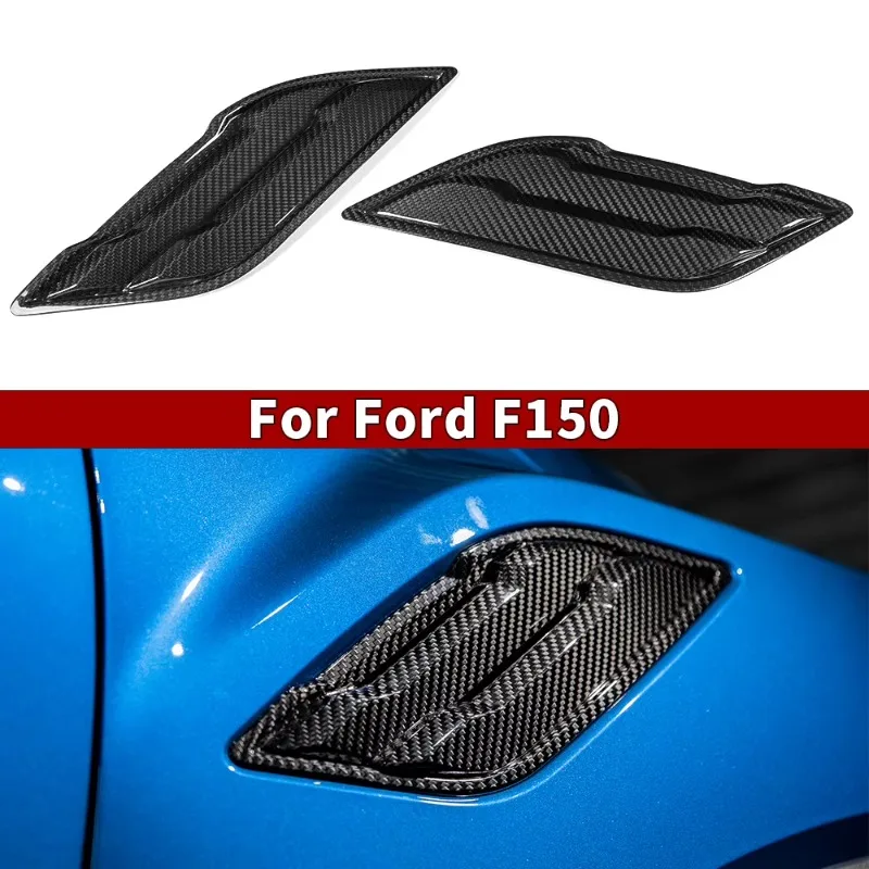 Dry Carbon Fiber Car Accessories Side Body Fender Splitter Air Vent Outlet Cover Trim for Ford F150 F-150 Raptor 2015-2020 2 PCS