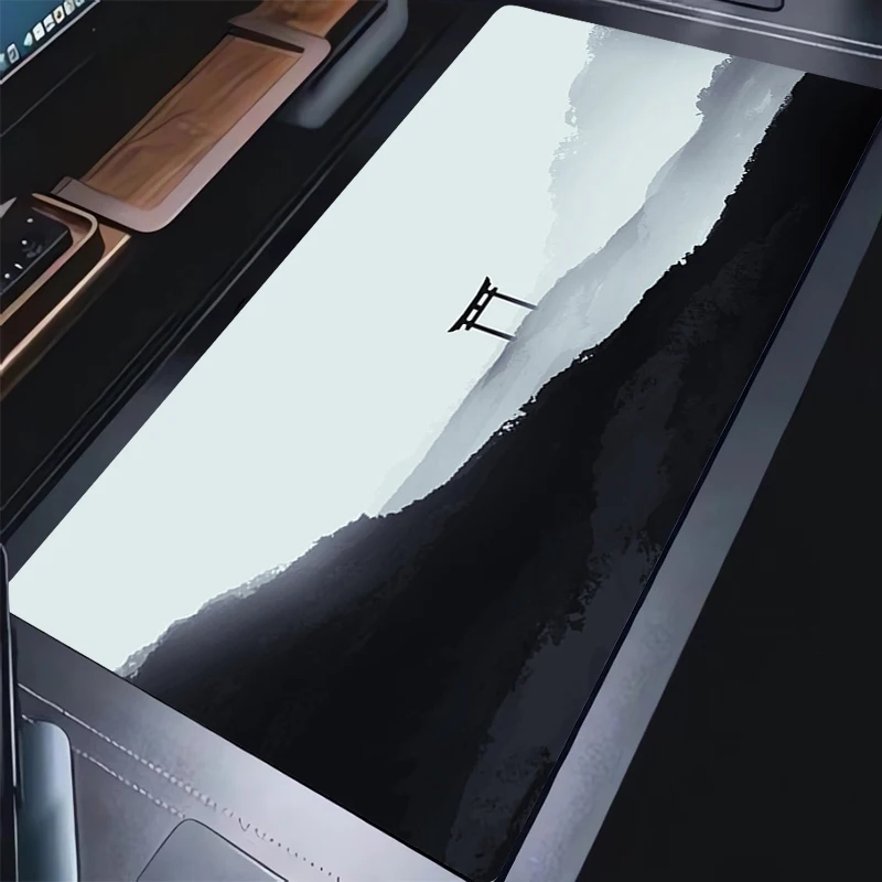 

Mouse Pad Laptop Gaming Accessories Keyboard Pad Gamer Desk Mat Office PC Japanese Inari Torii Mousepad Black And White Carpet