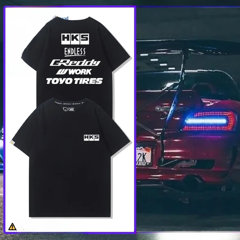 

JDM Modified Car HKS ENDL Loose Cotton Casual Summer T-irt ort Sve ex Versatile Comfortable Breathable irt
