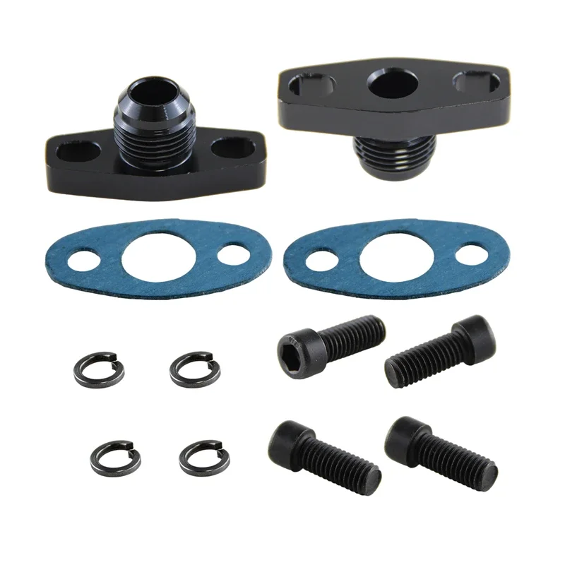 Oil Return Drain Flange 2PCS AN10 Turbo Adapter Kit For Garrett T25 T28 T30 T35 GT28 GT30 GT35 GT40 GT47 GT50 GT55