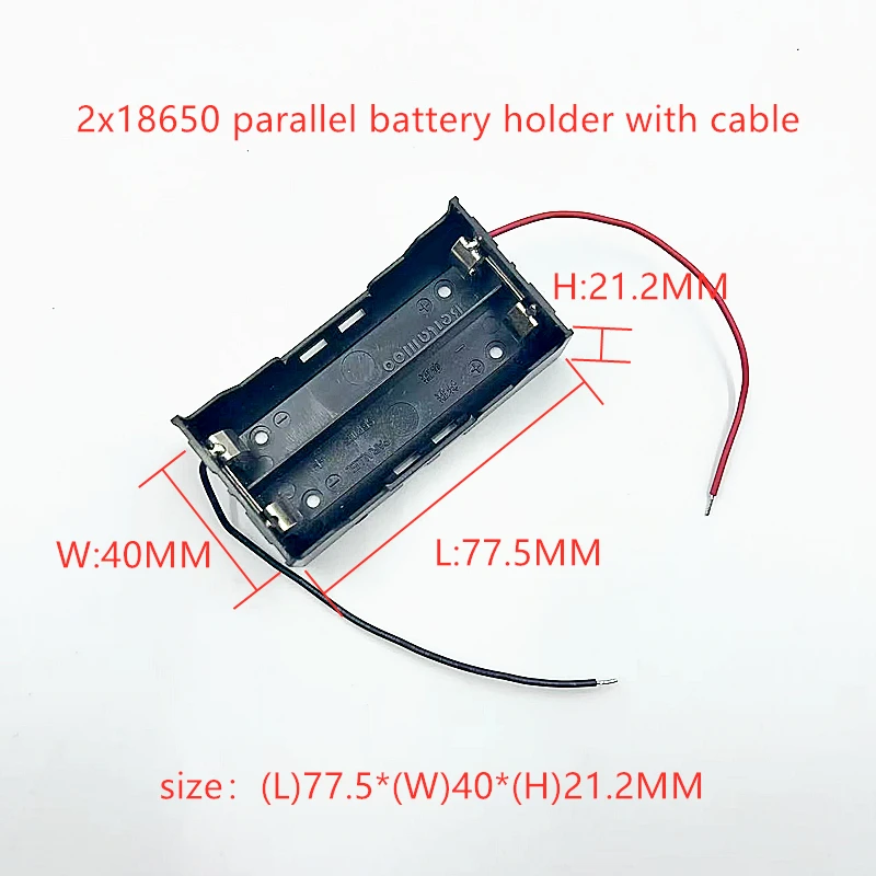 18650 parallel battery storage box hard shell bracket with leads for 1/2/3/4x slots 18650 rechargeable battery charging bank