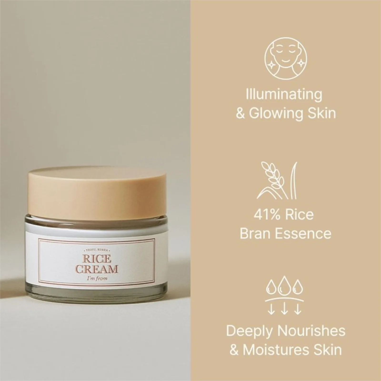 

41% Rice Ceramide Moisturizing Cream - Barrier Repair & Glowing Skin Care for Dry/Sensitive Types, Deep Nourishing Soothe
