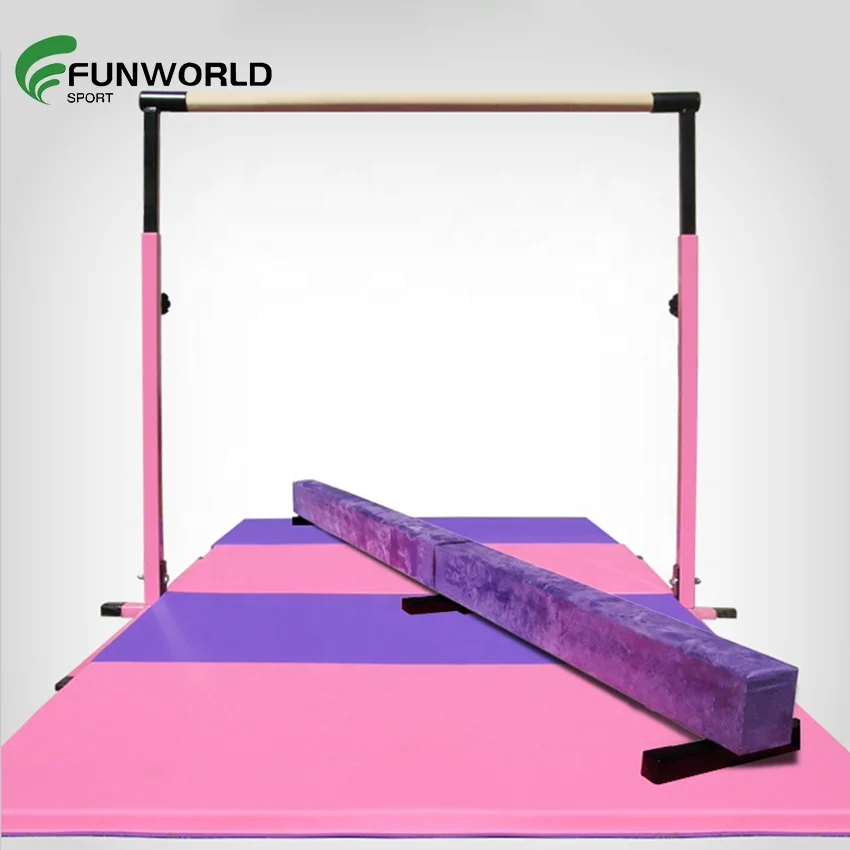 Kids Gymnastics Horizontal Bar With Folding Mats Sets Kids Gym Training Balance Beam Horizontal For Wholesale