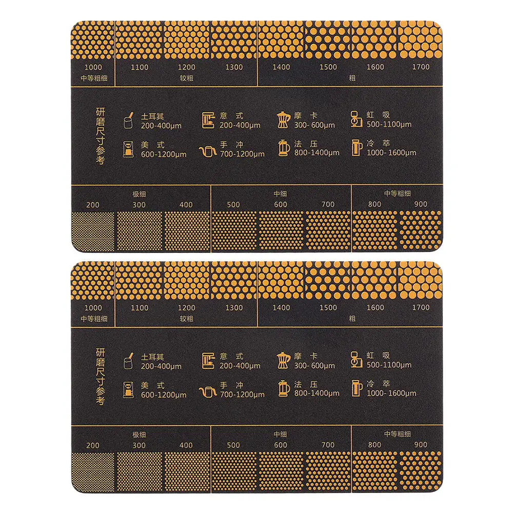 2Pcs Coffee Grind Size Reference Card Precision Grinding Guide for Espresso Cold Brew Drip