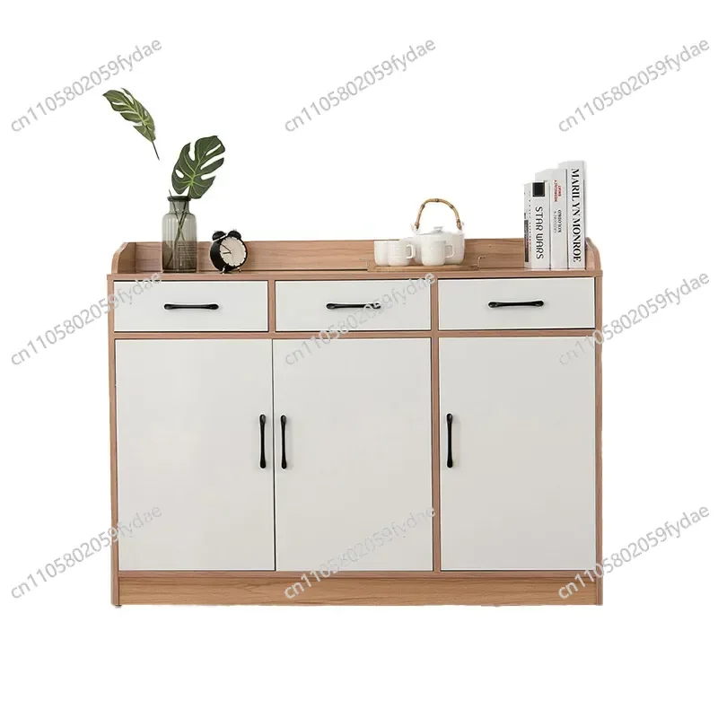 Modern simple side cabinet, household kitchen storage locker, light wood tea cabinet with drawers, wholesale from