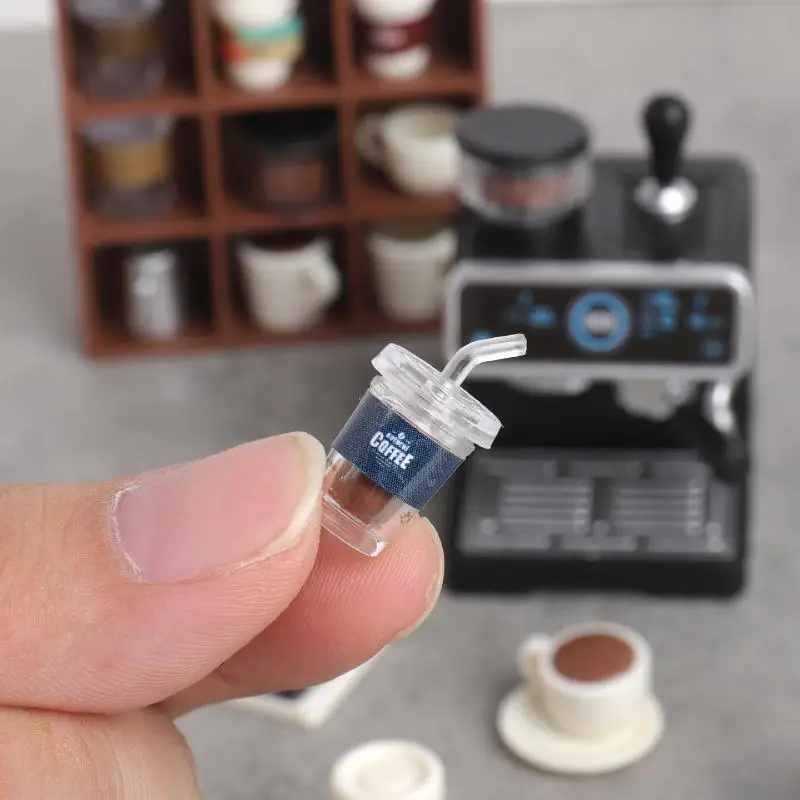 1:12 Dollhouse Miniature Coffee Machine Cup Set Durable Drop-Resistant Kitchen Model Toy for Kids Daily Play Dollhouse Decor