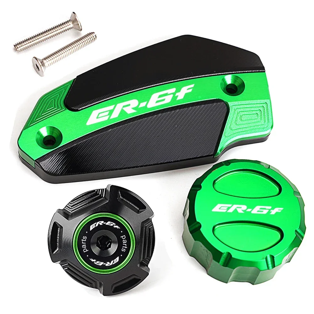 For Kawasaki ER-6N ER-6F ER6N ER6F Motorcycle Front Rear Brake Fluid Reservoir Cover Engine Oil Filler Cap Protector Accessories