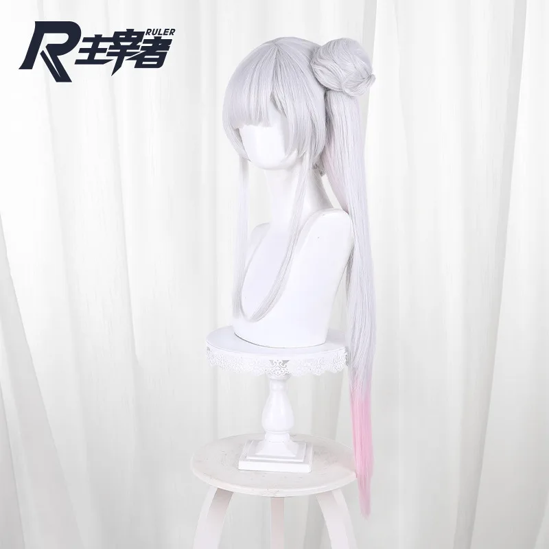 Anime Cosmic Princess Kaguya Yachiyo Runami Cosplay Wig Silver-grey Long Ponytail with High Half-up Bun Wigs
