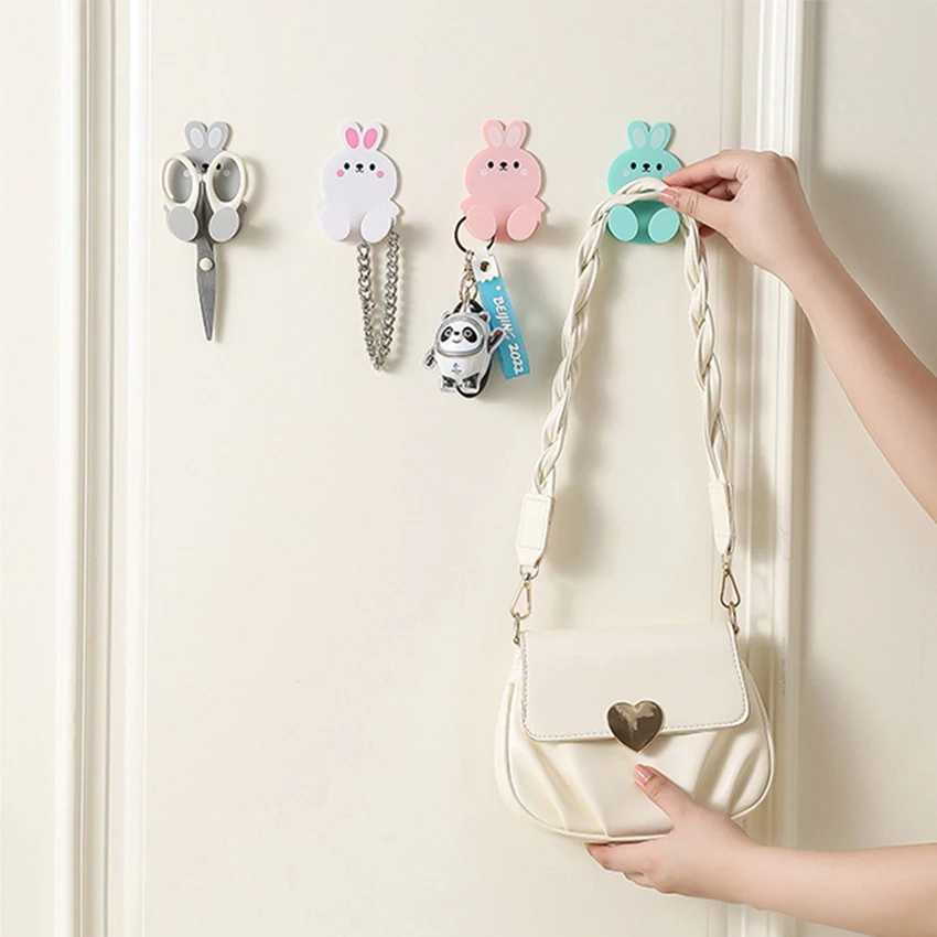 New Wall Plug Holder Door Key Bag Hanger Hook Wall Adhesive Kitchen Cute Organizer Rack Cellphone Charging Stand Wall Decor Hook