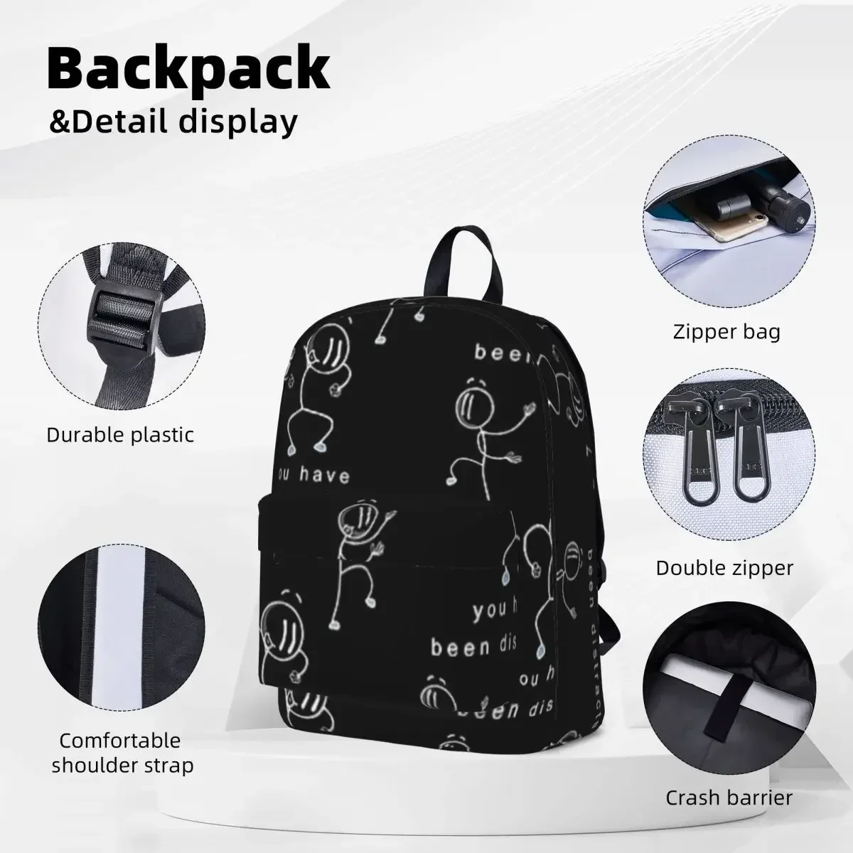 You Have Been Distracted Classic 3 Black - Henry Stickmin Backpack Student School Bag Laptop Rucksack Travel Rucksack Bookbag