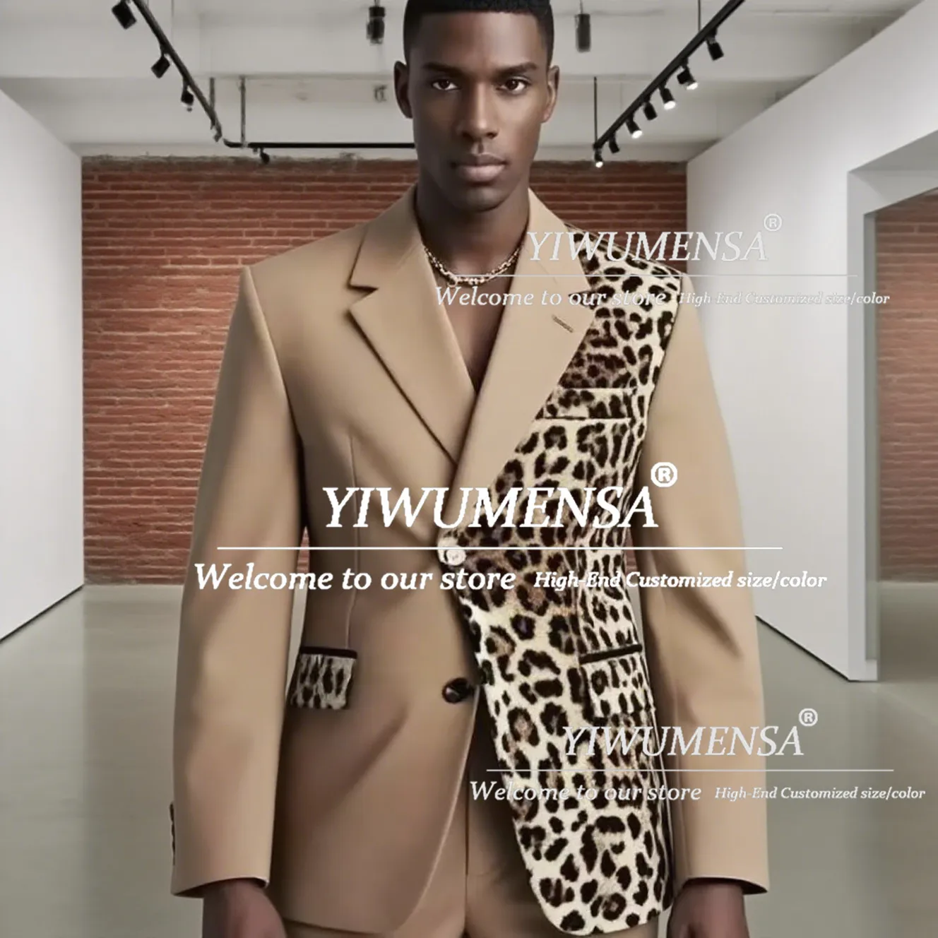 Männliche Mode, gespleißt, Leoparden-Bräutigam-Hochzeitsanzüge, 2-teiliges Set, maßgeschneiderte einreihige Bräutigam-Abschlussball-Blazer, Mann, Bankett-Smoking