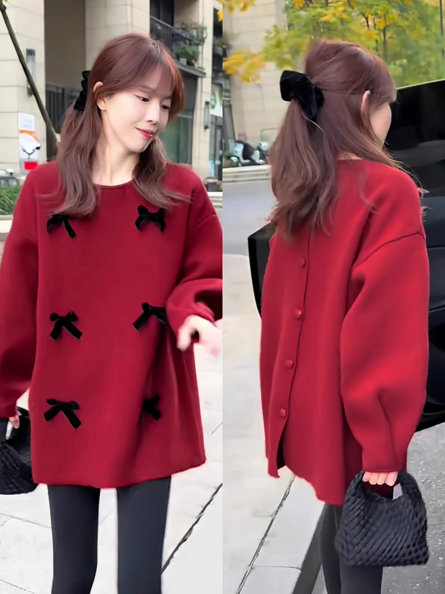 

Red Knitted Sweater Women's Base Layer Lazy Sle Winter New Year's Faionable Warm Thiened Long Sve round Ne Top