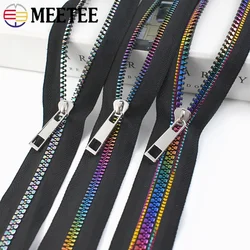 1/2/3M Meetee 5# Resin Zipper Tapes Rainbow Tooth With Zippers Heads Bags Clothes Pocket Zips Repair Kits DIY Sewing Accessories