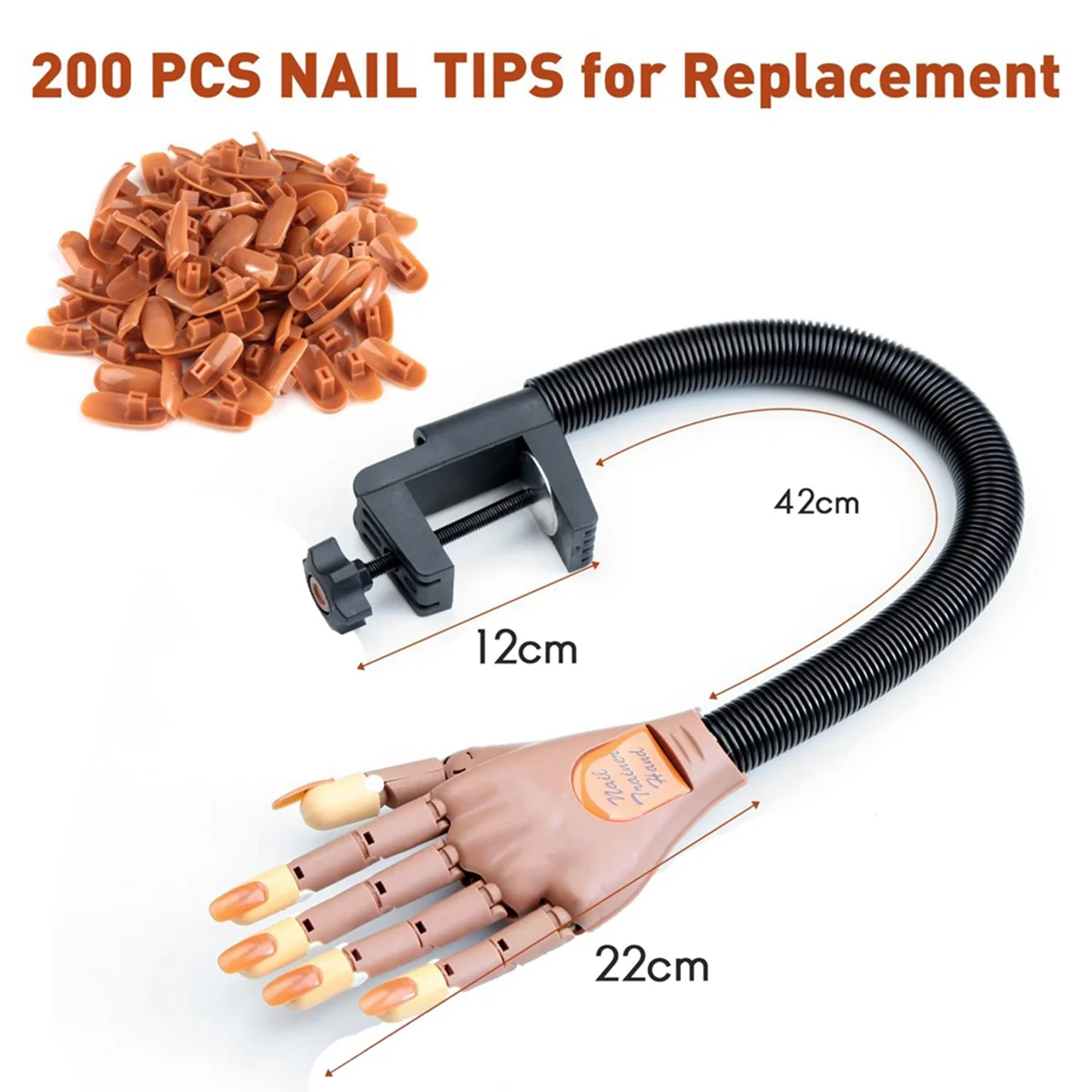 

Акриловые ногти, гибкая практика, накладные руки, регулируемые наборы для тренировки ногтей, накладные ногти, руки с 200 шт. типсами для ногтей