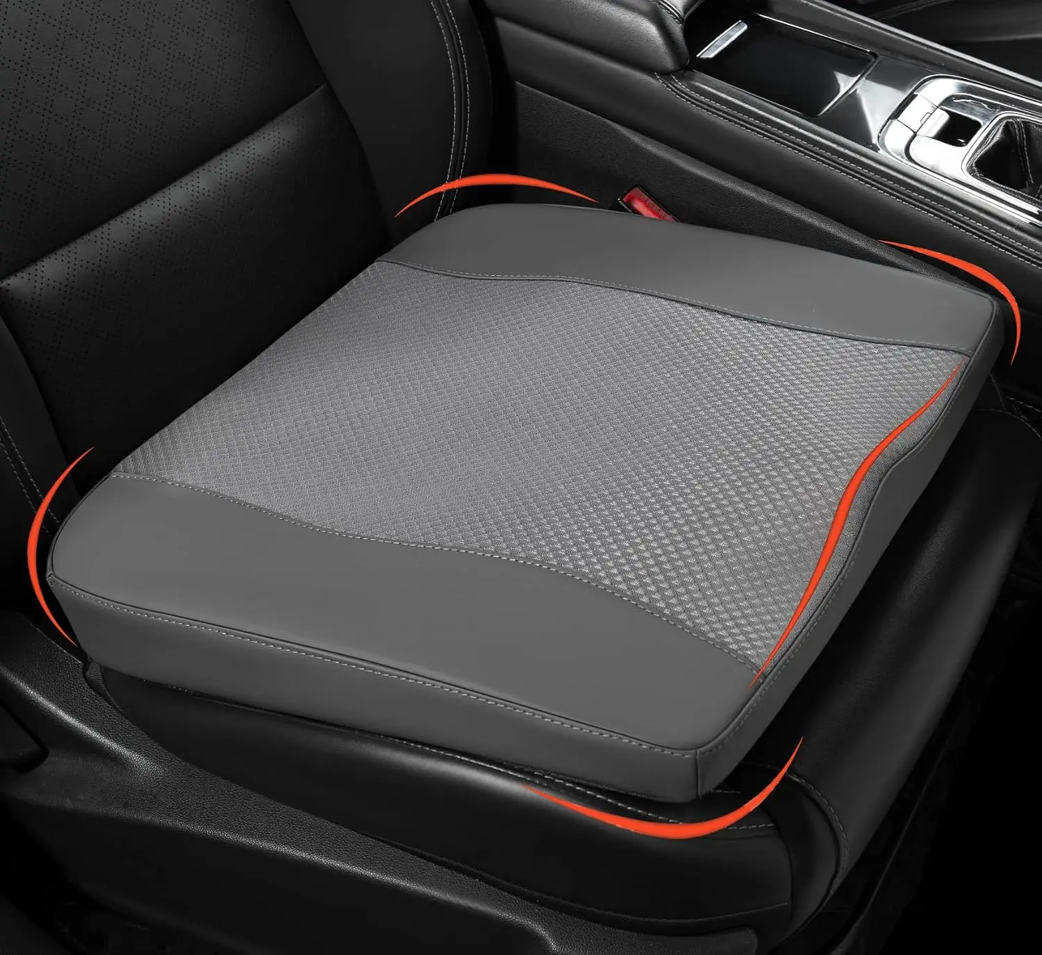 Memory Foam Car Seat Cushion for Long Driving, Pain Relief, Adds Height, Non-Slip, Dark Gray, for Car Truck Office Chair