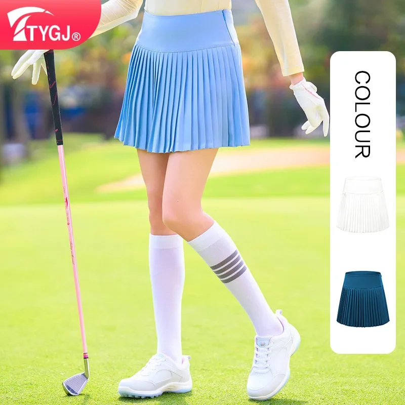 TTYGJ Women Sports Tennis Golf Skirts High Waist Pleated Skirt Ladies Quick Dry Slim Golf Skorts with Inner Shorts A-lined Wear