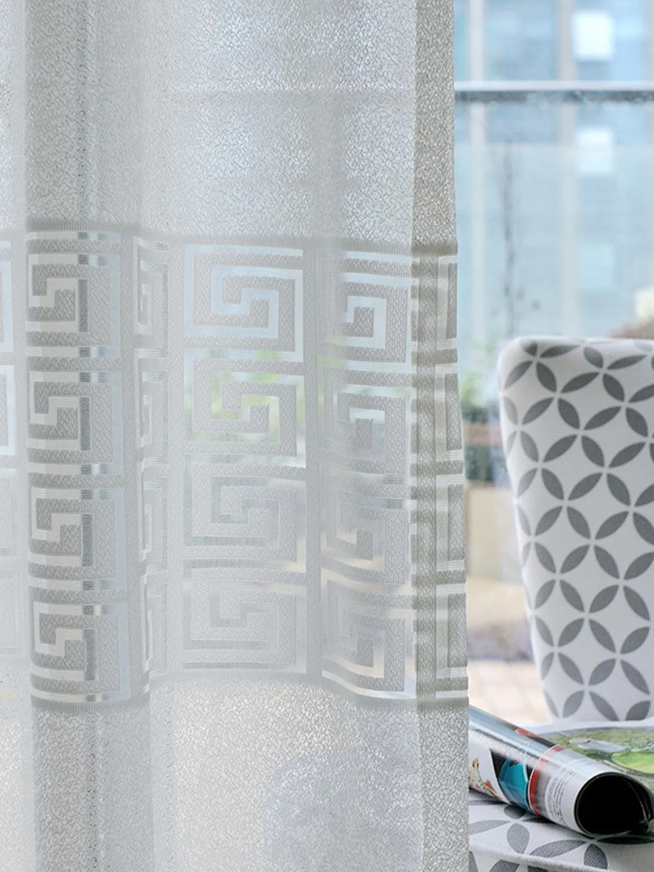 Modern Minimalist Solid Color Jacquard Window Screen 1pc Curtains for Living Room Curtains for Bedroom