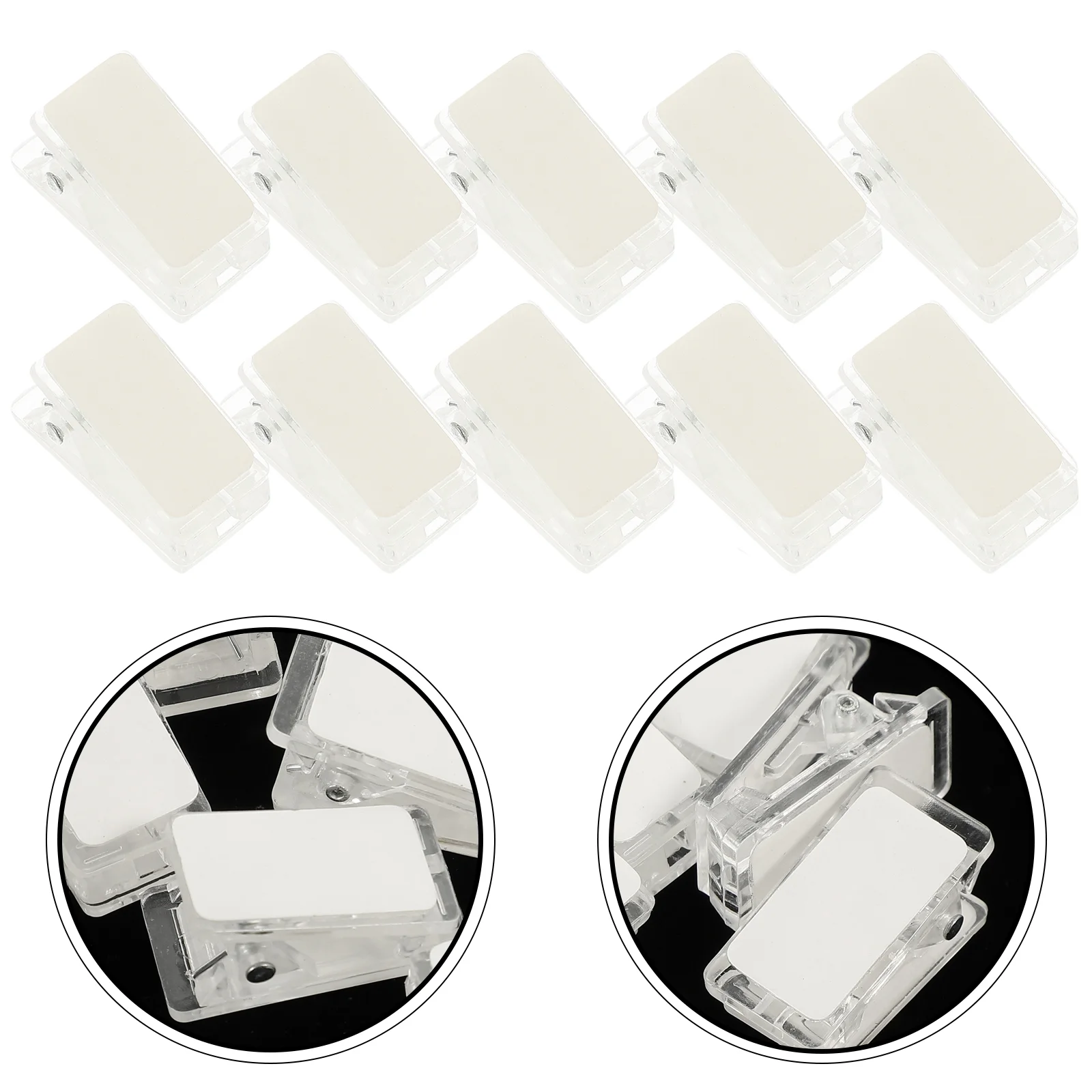 30 Uds Clip autoadhesivo Clips de pared abrazadera para insignia soportes de identificación de plástico etiqueta de nombre de papel pequeña