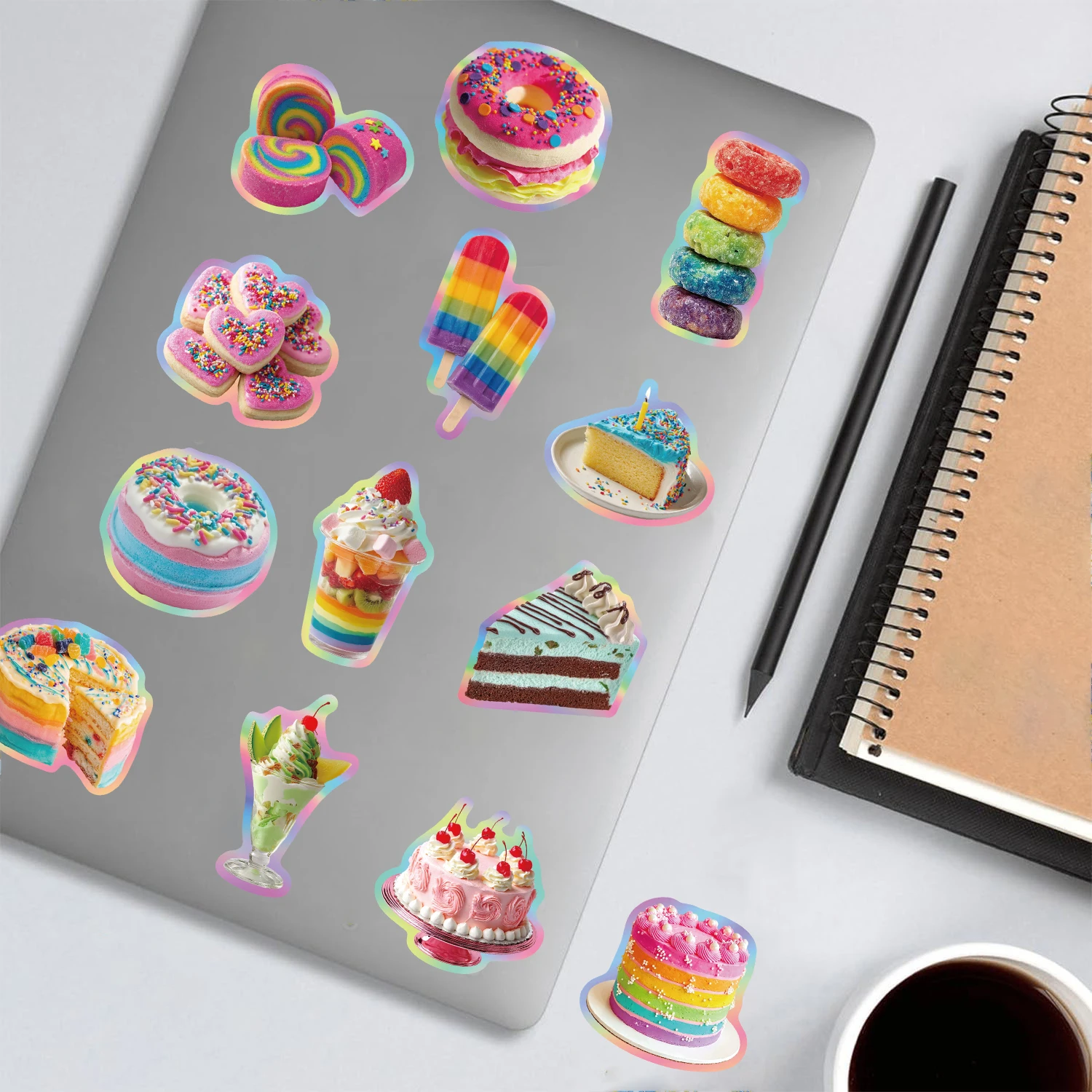 50PCS Dopamine Cuisine Sticker Water Bottle Phone Bicycle Supplies Transparent Laptop Bumper Phone Luggage Scrapbooking Sticker