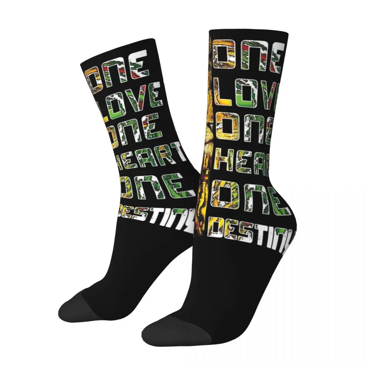 

Men's Women's Retro Bob Marleys One Love One Heart Socks Warm Funny Happy reggae Socks High Quality Accessories Middle Socks