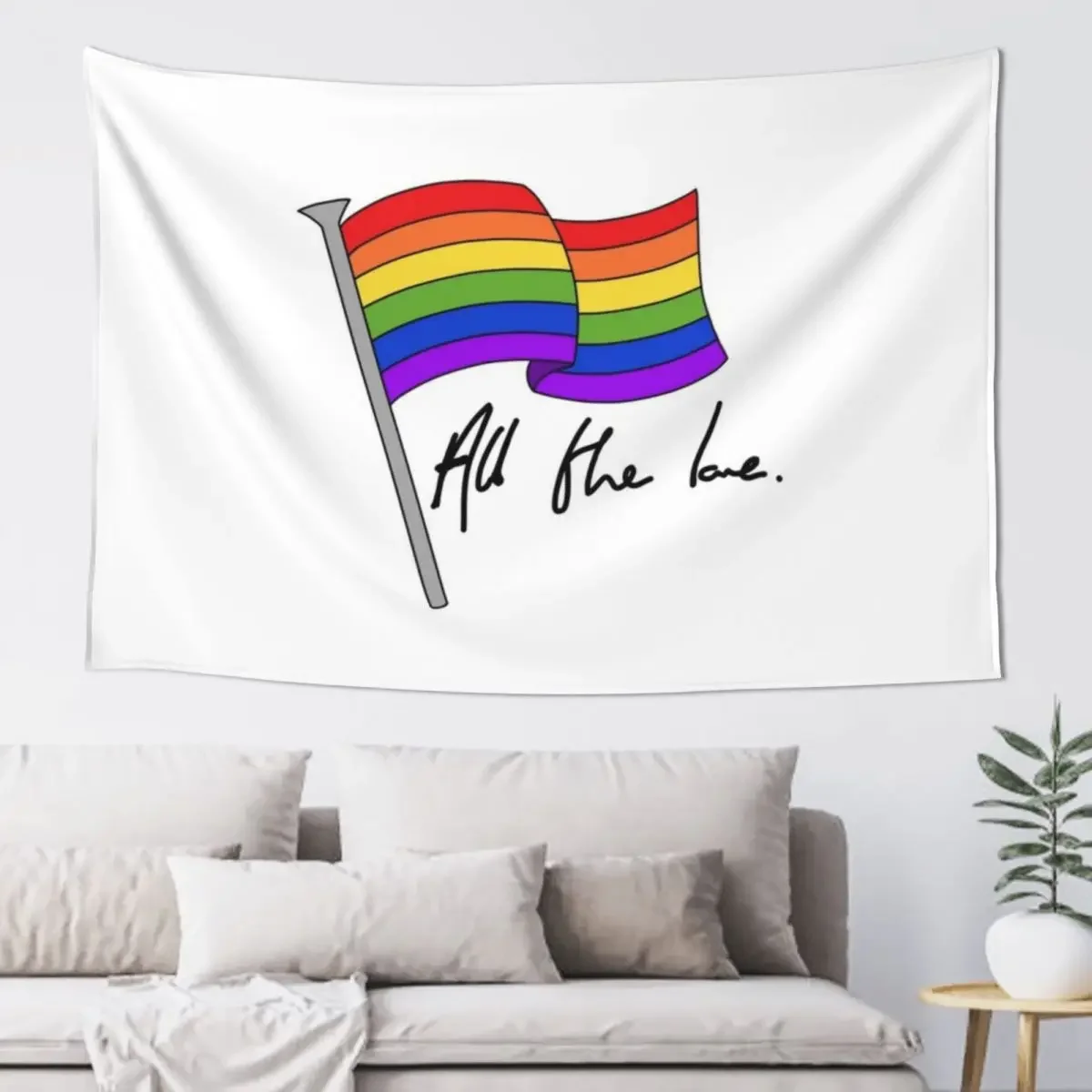 

Rainbow Pride Flag "All the Love" Design Tapestry Room Decorations Aesthetic Decoration For Home Tapestry