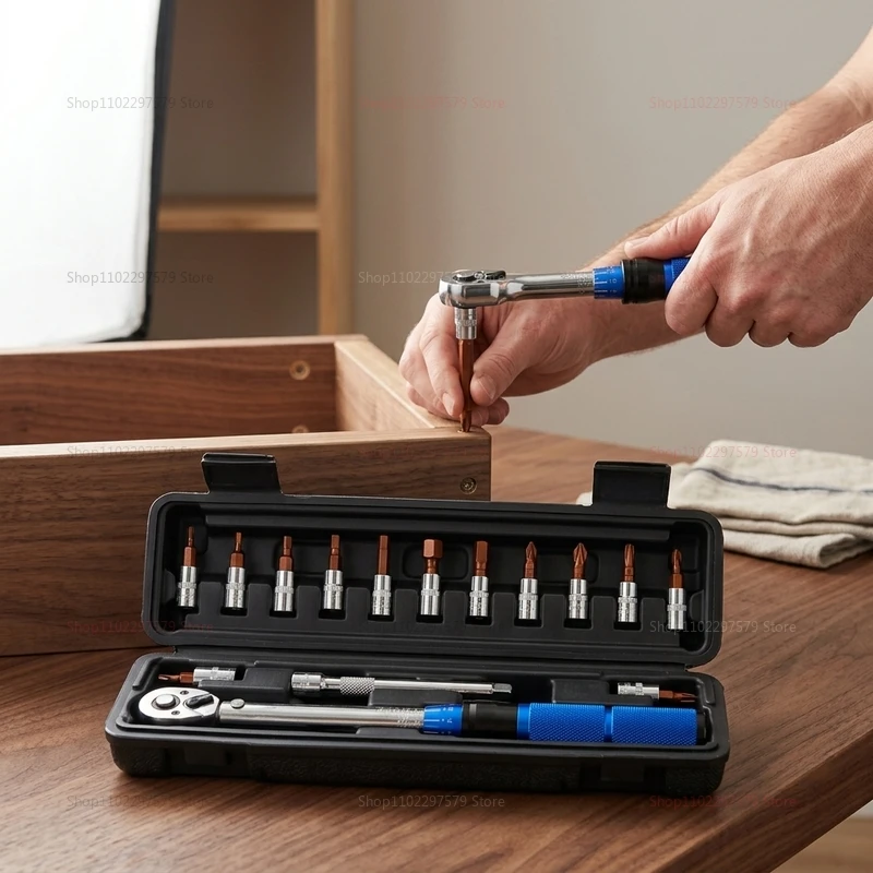 Bicycle Torque Wrench Set 1/4 Inch Adjustable Wrench Kit for Bike Maintenance Repair and Assembly Suitable for Road Mountain