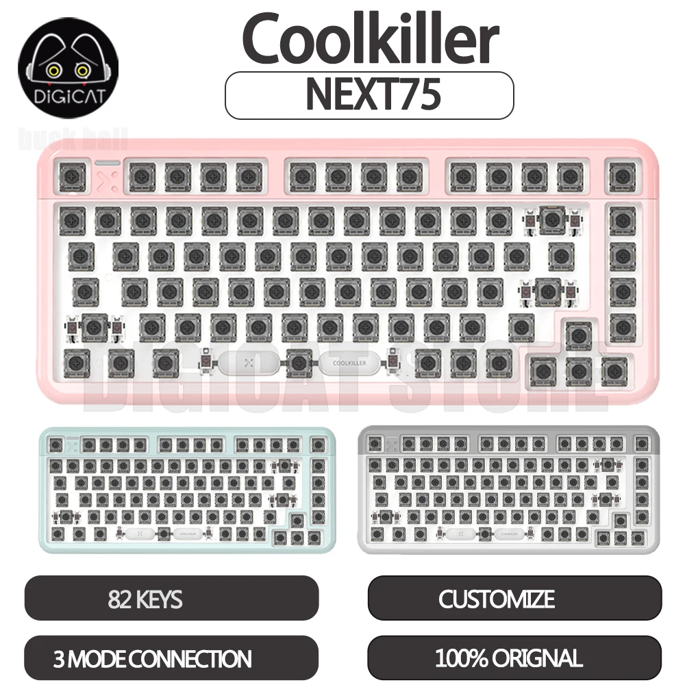 Coolkiller NEXT75 Mechanical Keyboards 3Mode USB/2.4G/Bluetooth Wireless Keyboard RGB Keyboard RT CNC Customize Keyboard Gifts