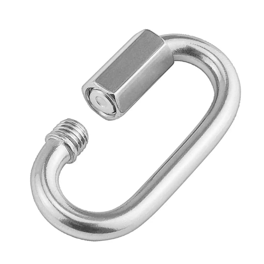 304 Stainless Steel Screw Locking Oval Quick Carabiner 8x75mm