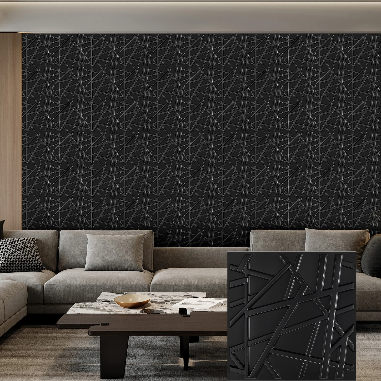 3D Wall Panels for Interior Wall Decor, Modern Diamond Textured Accent Wall Paneling for Gaming Living Room TV Wall Background