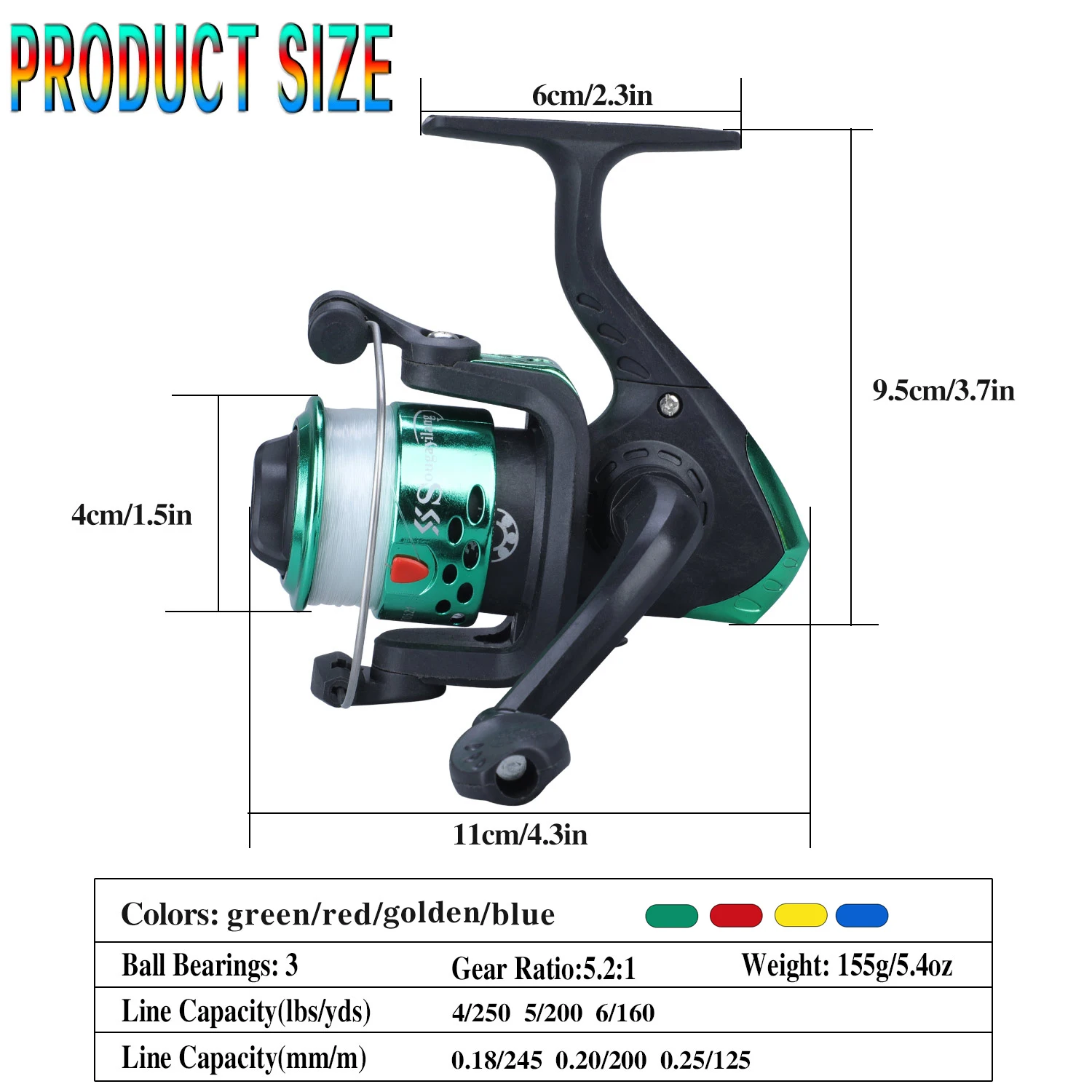 Sougayilang Spinning Reel Available in 4 Colors and 3 Bearings with Precise Transmission and High-strength Wire Guide Design