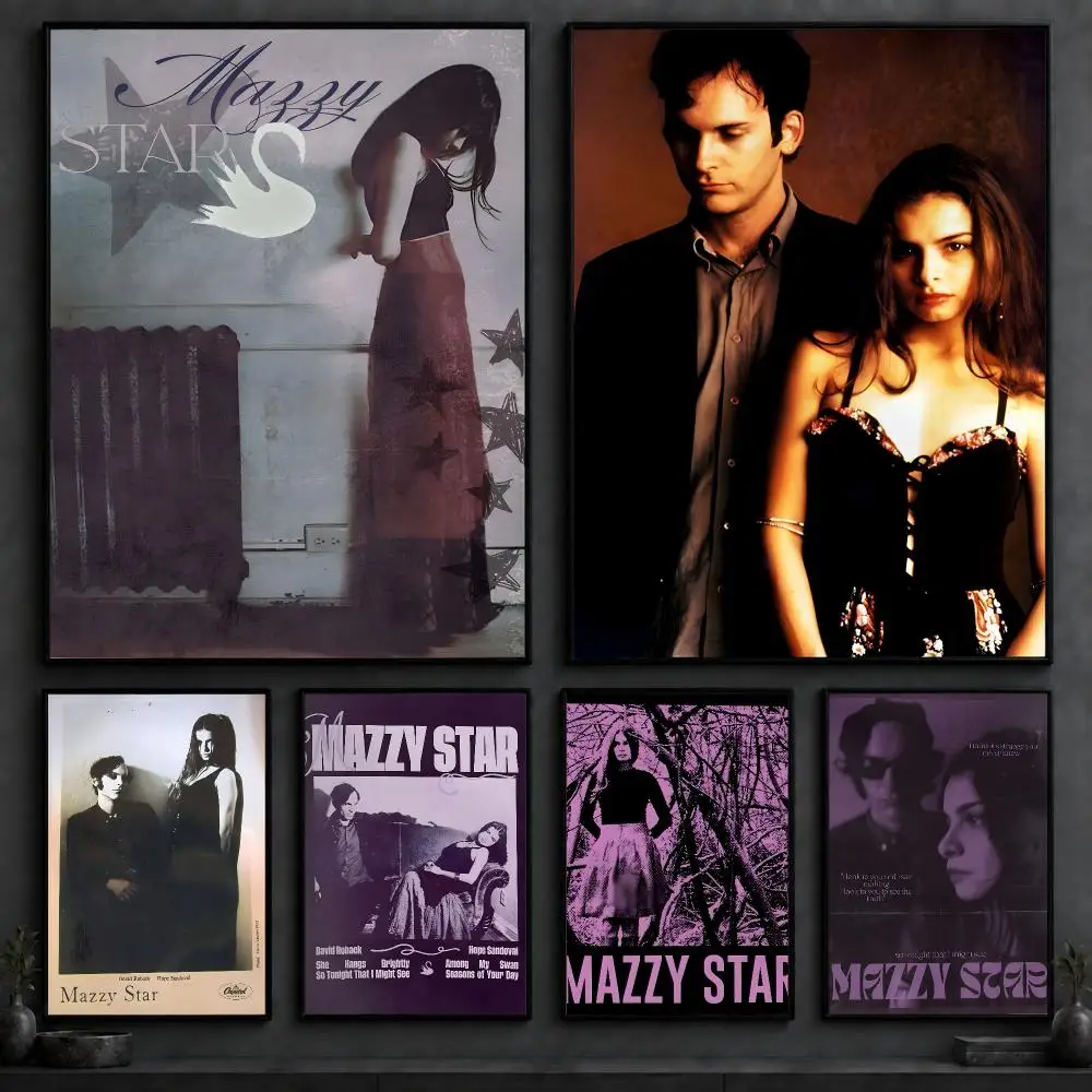 Band M-Mazzy StarS Poster Art  Self-Adhesive No Glue Residue Wall Decor for Bedroom Living Room