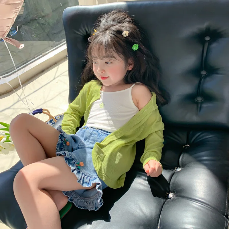 

Верхняя одежда для девочек, детская одежда, новинка лета 2024, солнцезащитная одежда, модная детская тонкая куртка в западном стиле для маленьких девочек