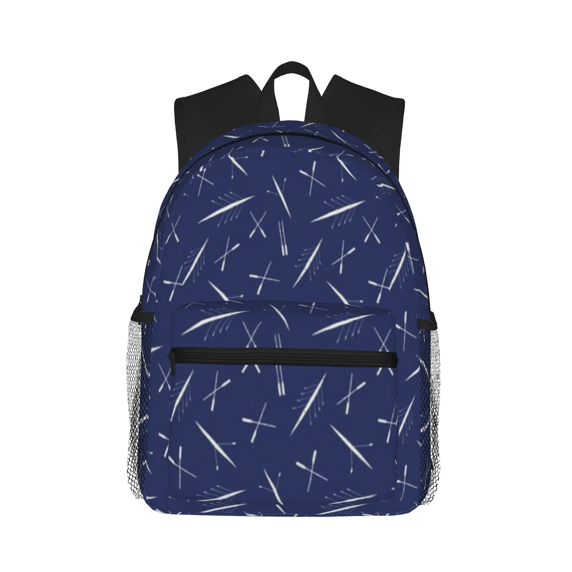 Rowing Club Navy Blue and White Scull Pattern  Casual Backpack for Students and Adults Men's backpack