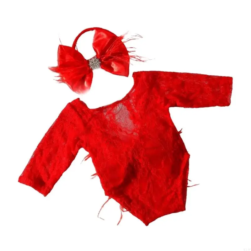 W3JF Bellissimo pizzo piuma abito da bambino per bambini per immagini indimenticabili