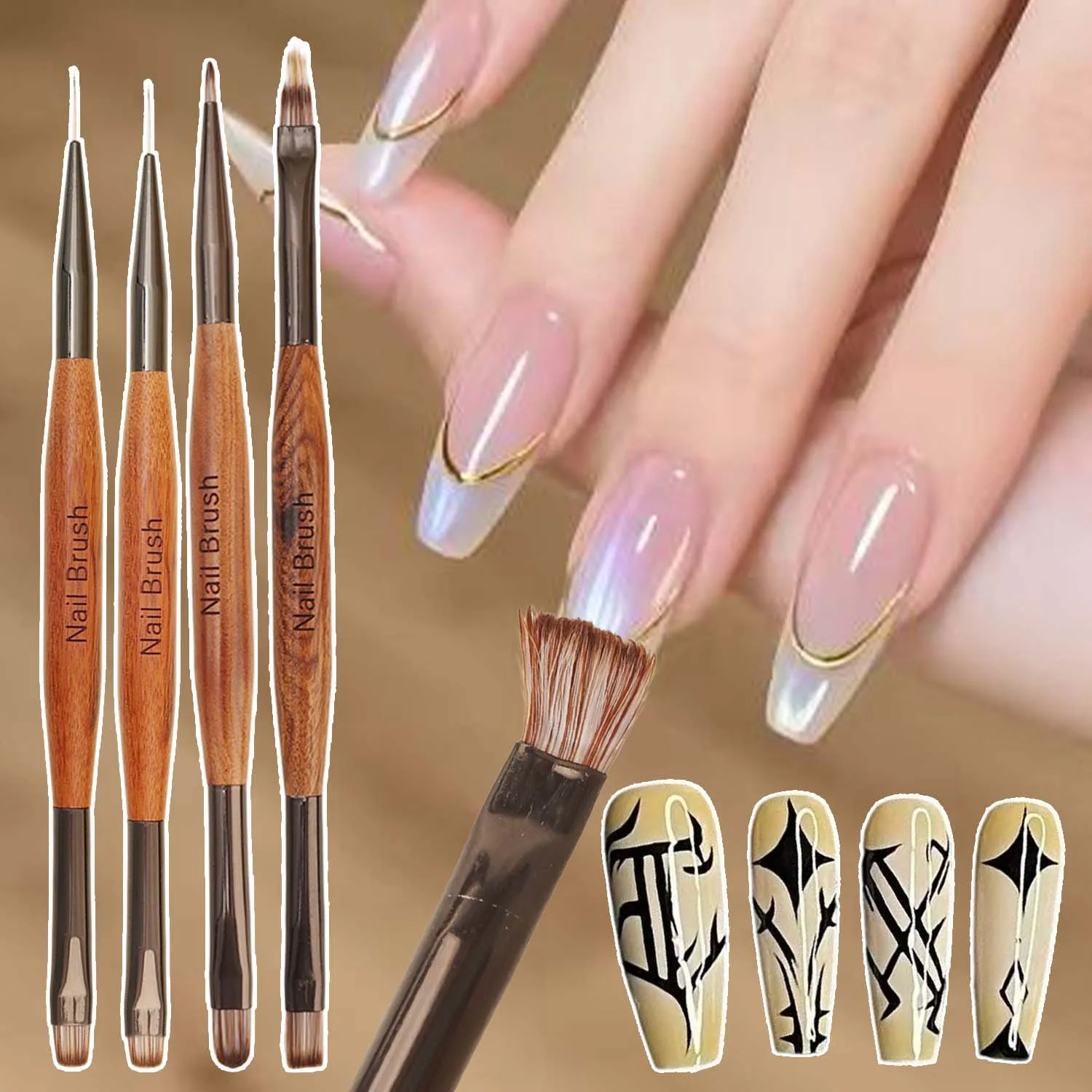 

Двуглавая кисть для дизайна ногтей, лайнер, гель для рисования, УФ-дизайн, сделай сам, маникюрный инструмент, тонкий наконечник, линия рисования, цветной профессиональный салонный инструмент