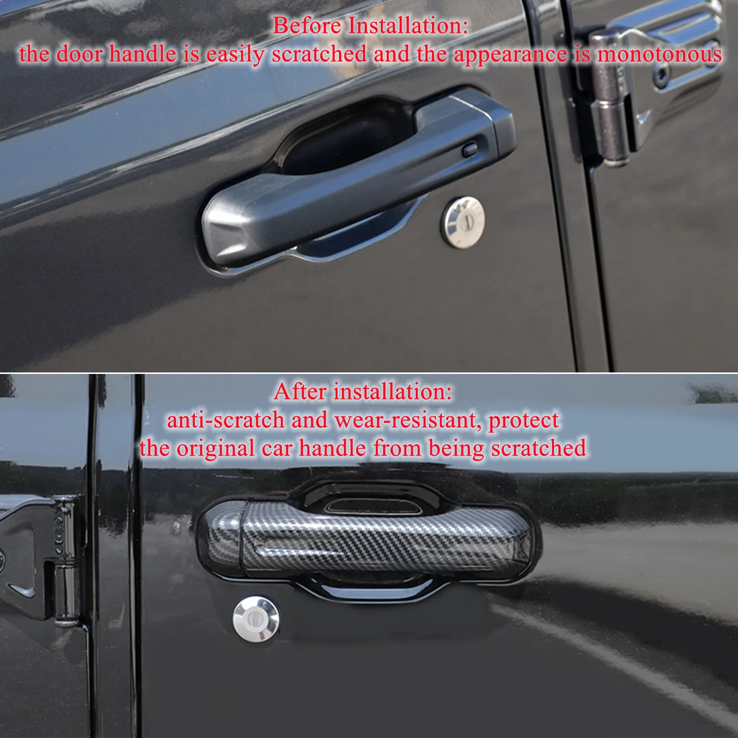 Car Door Handle Tailgate Handle Cover Sticker for Jeep Wrangler JL 2018-2023 4-Door Without Smart Lock Hole Exterior Accessories view 3