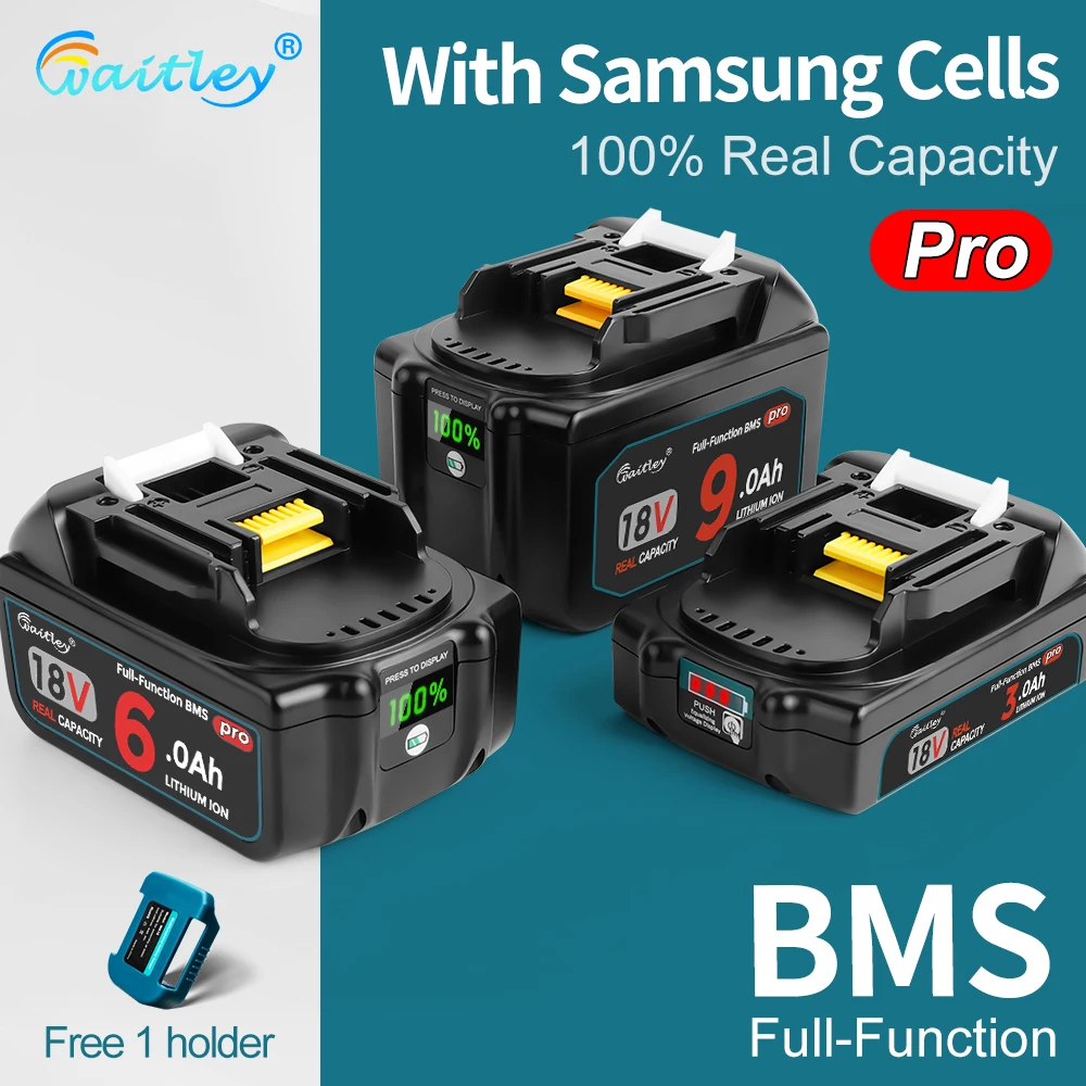 Waitley Battery Pro для электроинструментов Makita 18 В, аккумуляторные батареи с элементами Samsung/сменные аксессуары BL1860