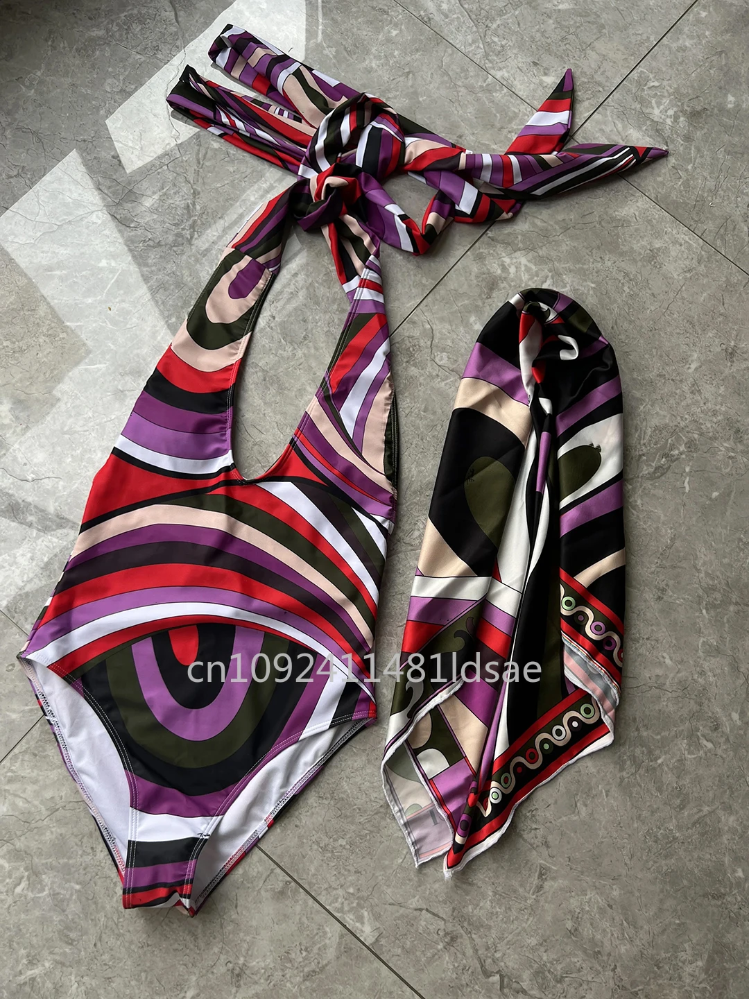 

Classic Brand Women's Scarf Swimsuits Designer Brand Lady Sexy Scarf Bikini Sets