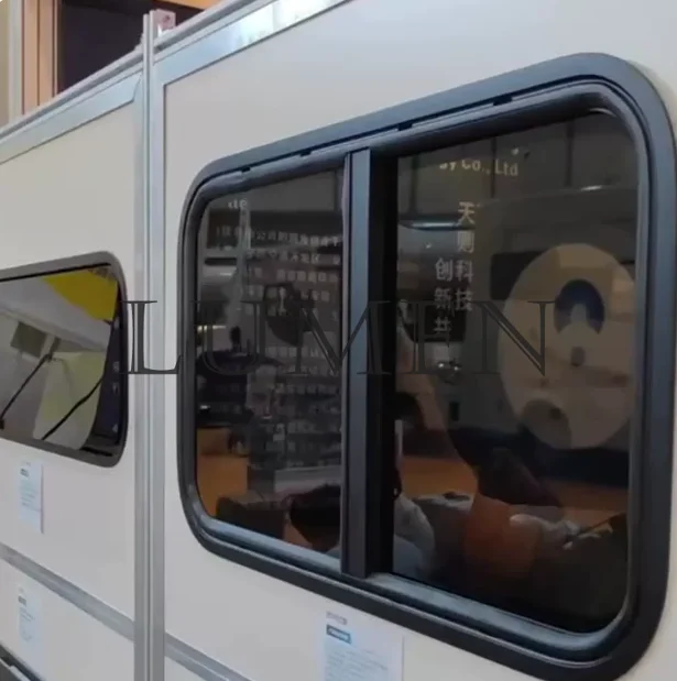 Aluminum Alloy Room With Insect Proof Mesh Safety Lock, Tempered Glass Color Sliding Window, Sealed Camping Trailer Door