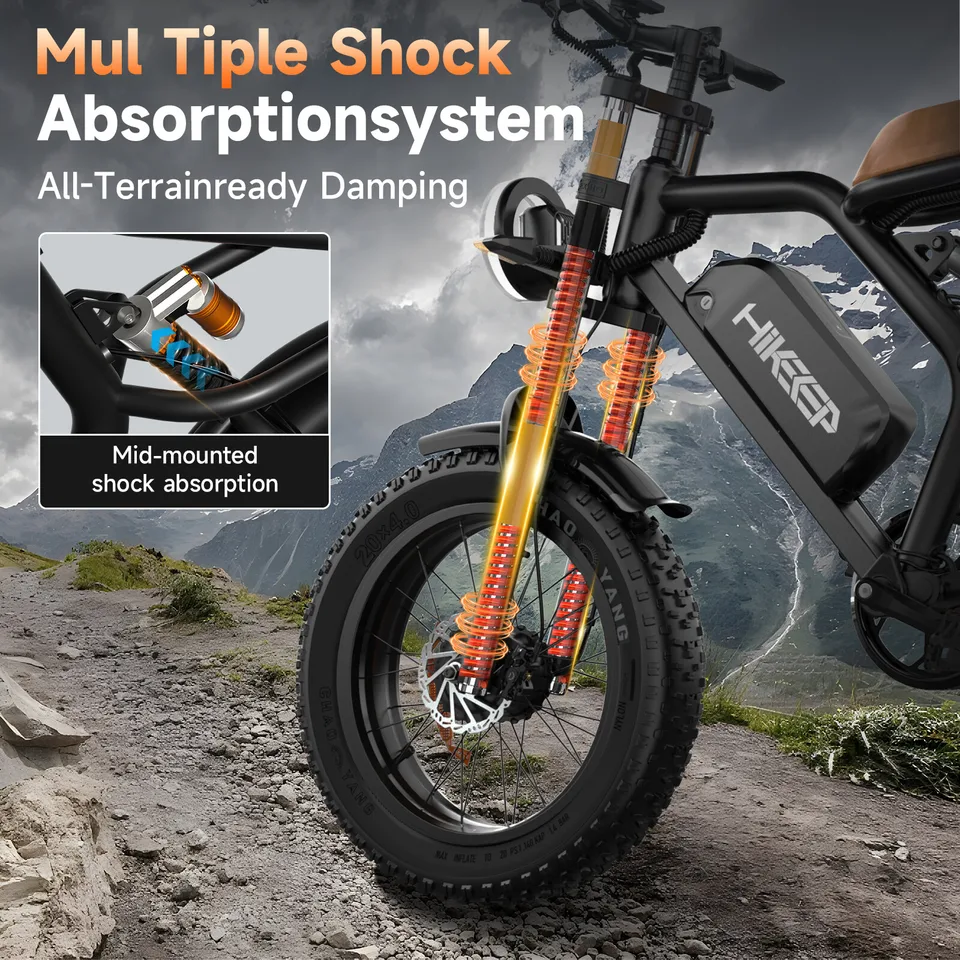 Dual Motor Electric bike 20" Fat Tire ebike 1500W Peak 48V 15.6Ah Hydraulic bike image 6