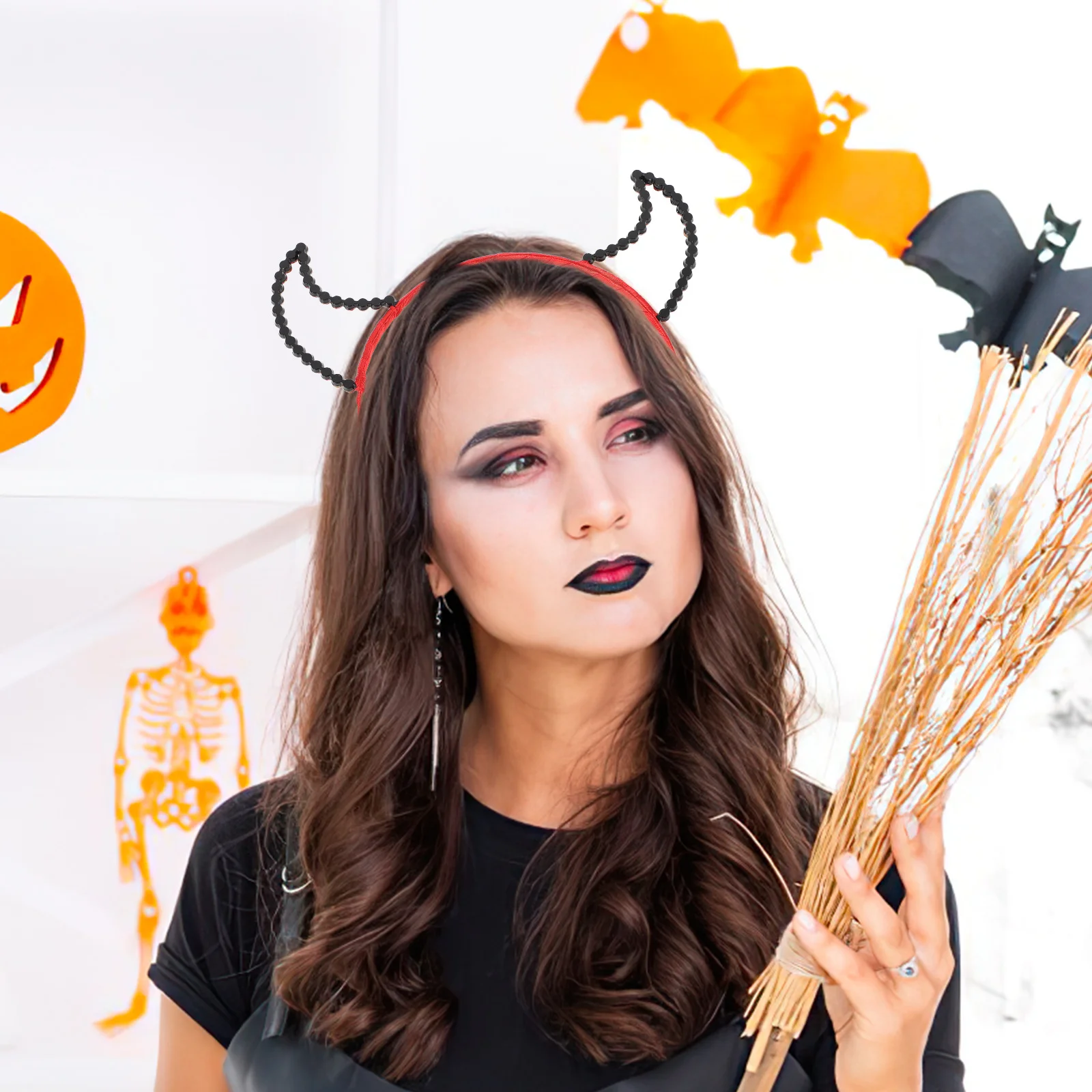 

Demon Horn Red Rhinestone Halloween Costume Halloween Cosplay Party Headb s Accessories Cow Goat Horns Headpiece Party Hairb