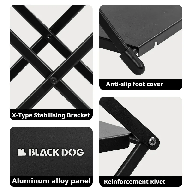 Naturehike BLACKDOG رفوف التخييم المحمولة 3-Layer سبائك الألومنيوم رفوف شماعة معطف التوابل تخزين الرف الرف للمطبخ