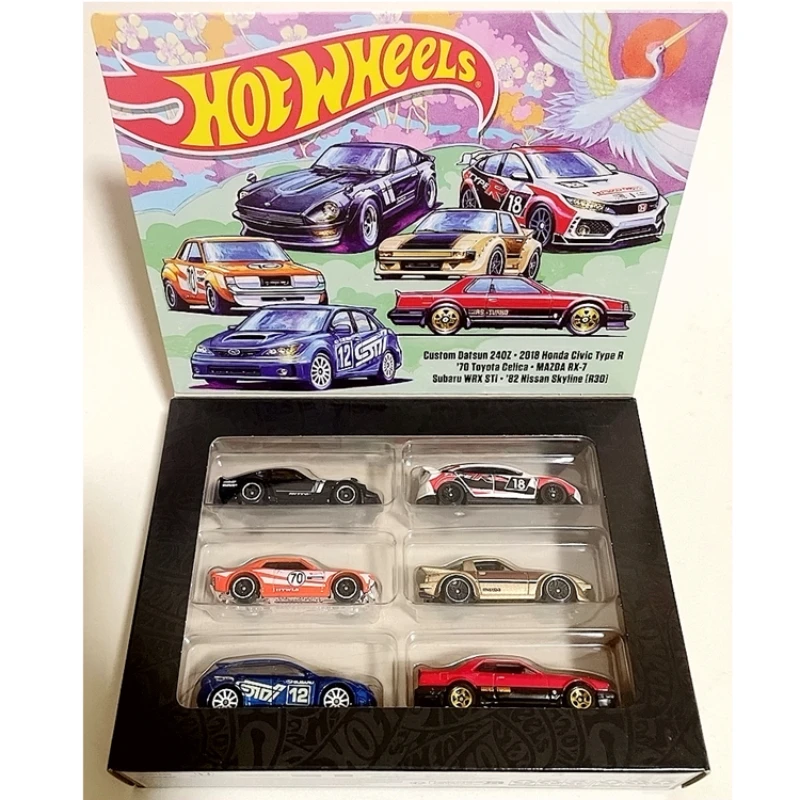 Original Hot Wheels Car Themed Multipacks Kids Toy for Boy 1/64 Diecast Custom Datsun Honda Civic Toyota Mazda RX Nissan Skyline